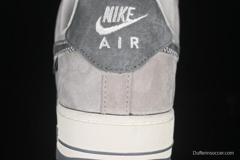 Nike Air Force 1 '07 Low Violent Bear Collaboration Grey Embroidered Swoosh Low-Top Casual Sneakers - KK1988-047