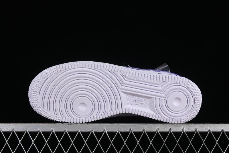Nike Air Force 1 Low Witch Collaboration Custom Leather Sneakers with Gradient White-Purple and Skull Design - CW2288-111
