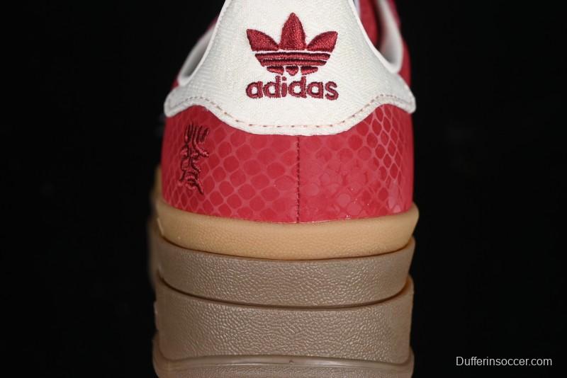 Adidas Originals Gazelle Bold JQ5977 Snake Year Limited Edition Low-Top Sneakers with Anti-Slip and Wear-Resistant Thick Sole