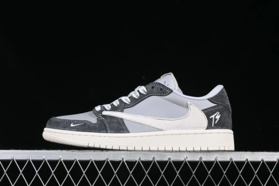 Nike Travis Scott x Fragment Design x Air Jordan 1 Low OG SP AJ1 Retro Sneakers in Traffic Grey - CF3688-055