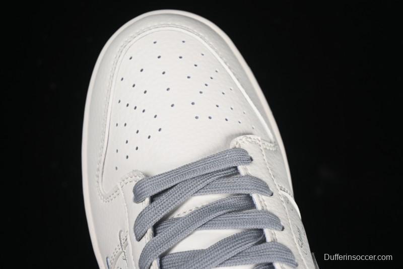 Nike SB Dunk Low Stussy Collaboration Light Grey Brushed Swoosh Anniversary Custom Low-Top Casual Sneakers - XX2025-608