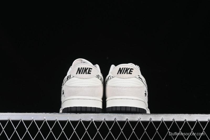 Nike SB Dunk Low Stussy Collaboration Zebra Black White Swoosh Anniversary Custom Low-Top Casual Skate Shoes - DJ2024-060