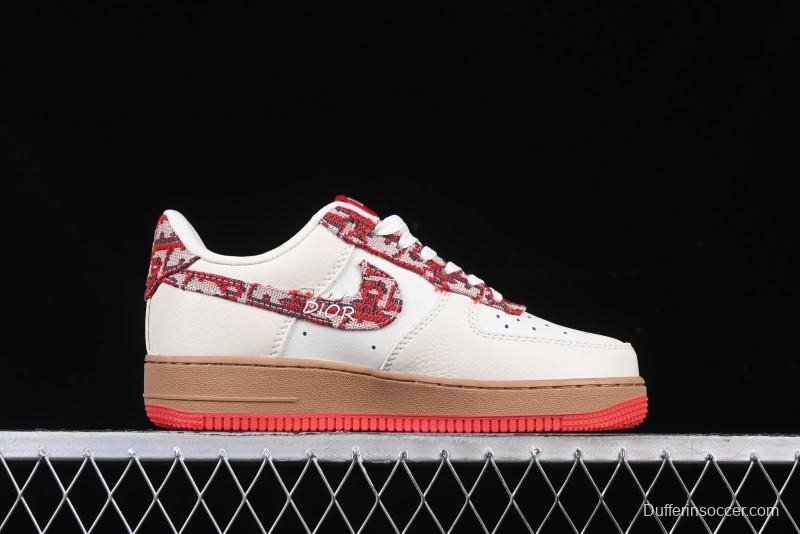 Nike Air Force 1 '07 Low Dior Collaboration Beige Floral Low-Top Casual Sneakers - KK1988-049
