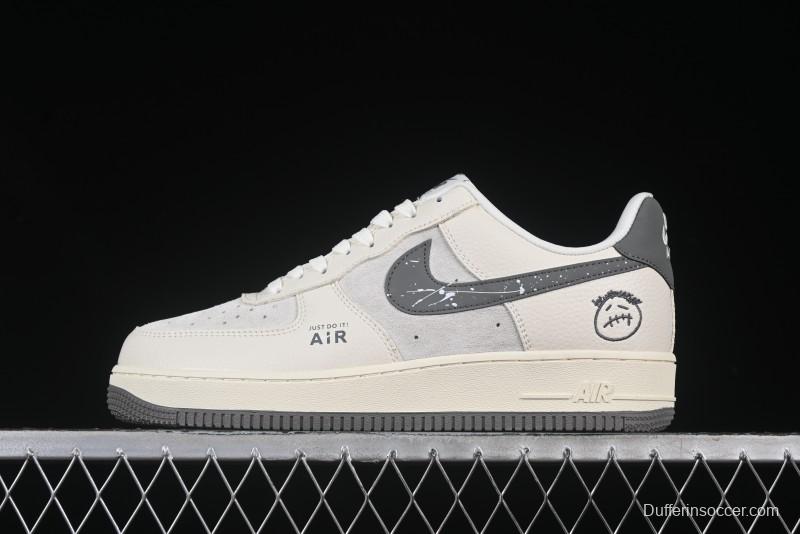 Nike Air Force 1 '07 Low Casual Sneakers in Light Grey with Custom Hardware - DF0188-036