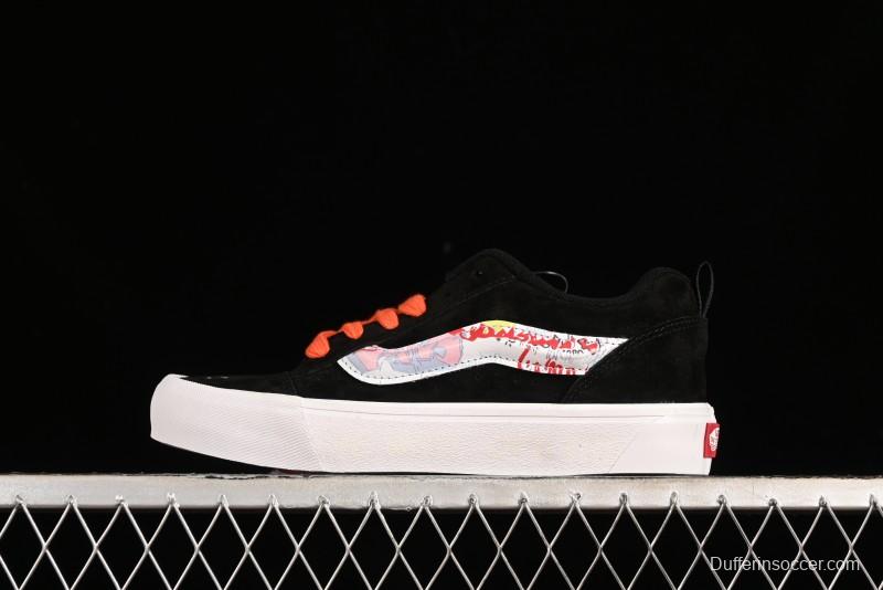 Vans Classics Knu Skool Retro Sneakers with Embroidered Graffiti Design and Thick Tongue - VN000CS00ZB