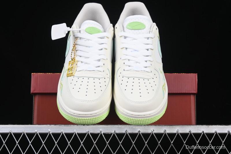 Nike Air Force 1 '07 Low "Green Snake" Year of the Snake Limited Edition Casual Sneakers with Bamboo and Serpent Design - FB1893-555
