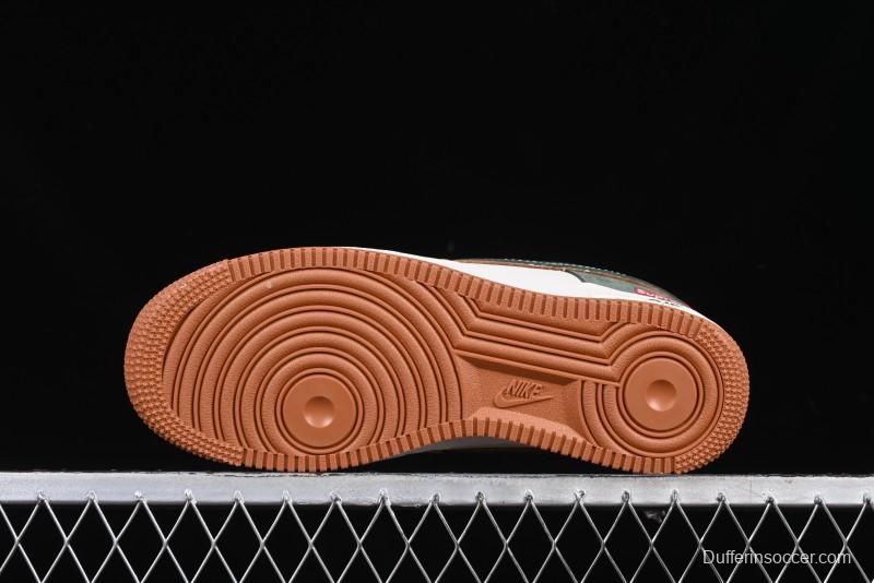 Nike Air Force 1 '07 Low Supreme Year of the Snake Limited Edition Green Brown Double Swoosh Casual Sneakers - DM6688-025