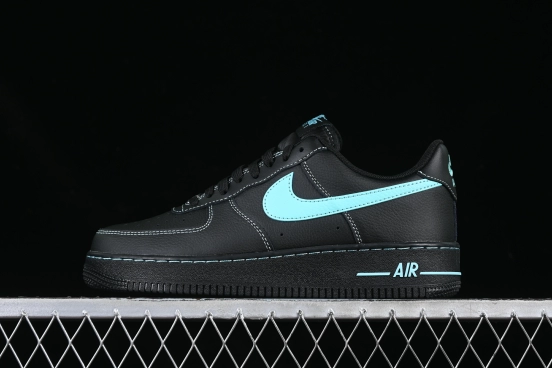 Nike Air Force 1 Low "Tiffany Blue" – Black & Aqua Classic