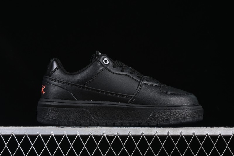 NY Yankees Black Leather Sneakers – Bold Orange Logo Edition