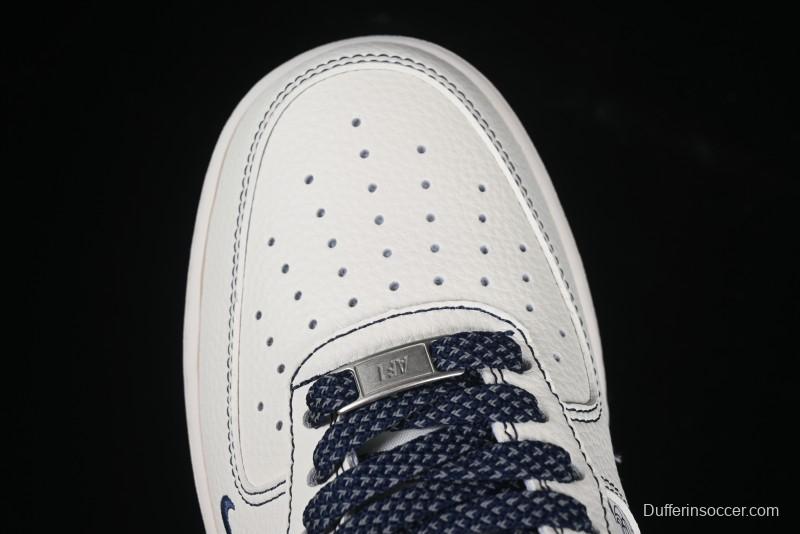 Nike Air Force 1 'Wave Swoosh' Edition – White & Navy**