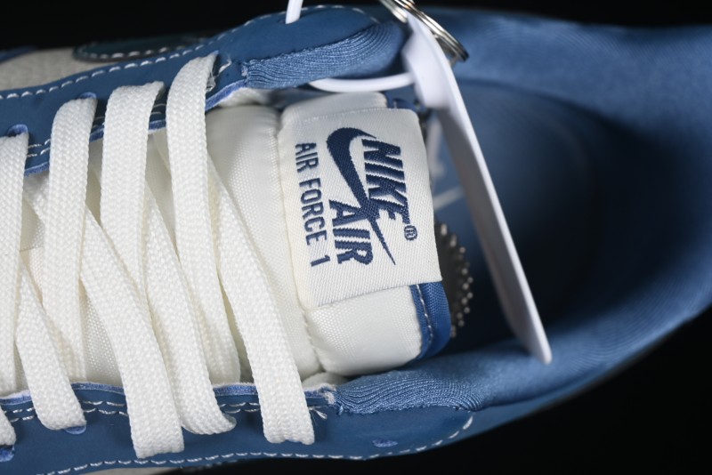 Nike Air Force 1 '07 Low Collaboration White Blue Ghost Face Casual Sneakers with Strap - KK1988-068
