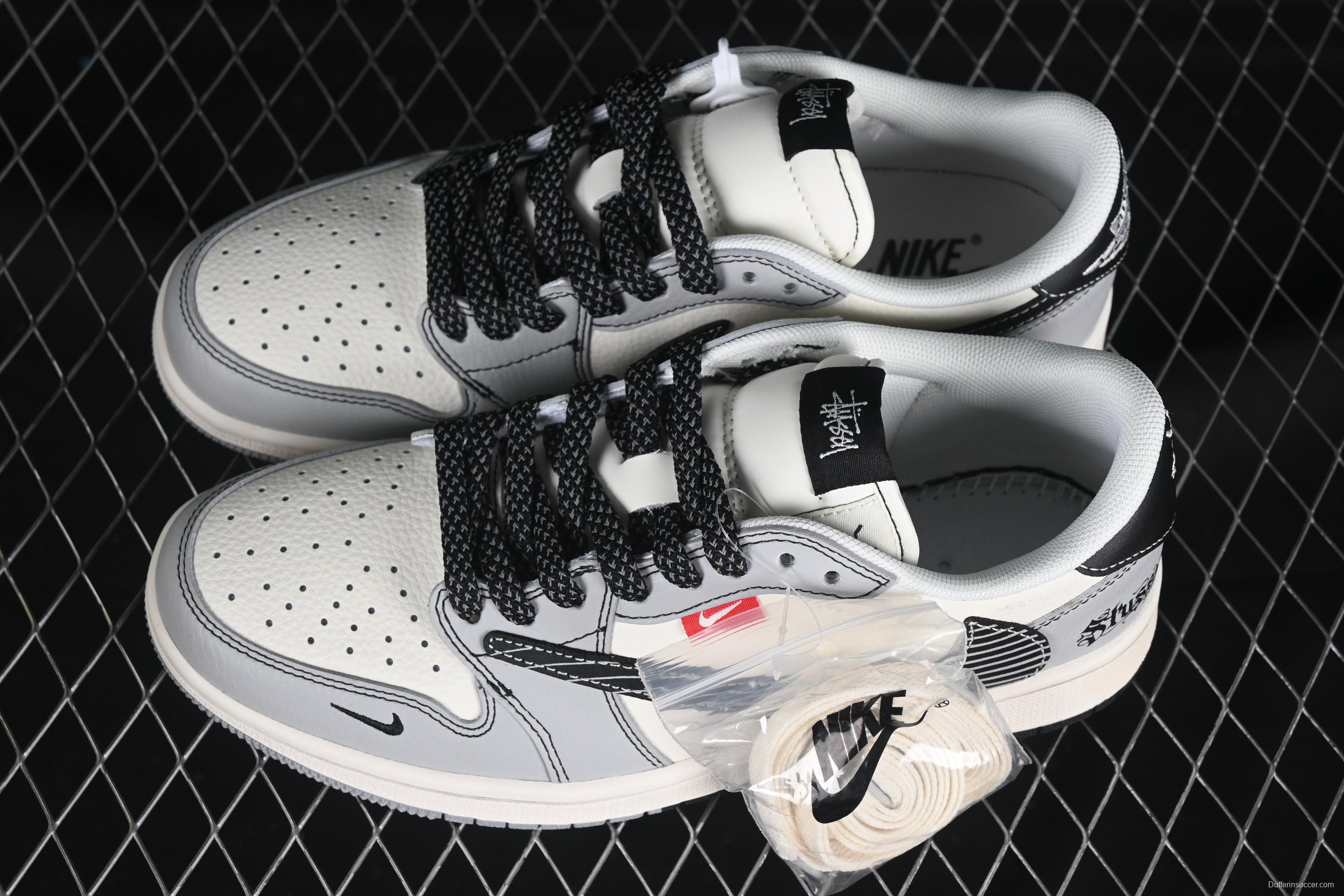 Nike x Stussy Low OG Sneakers - Black & Grey Stripe Swoosh Edition