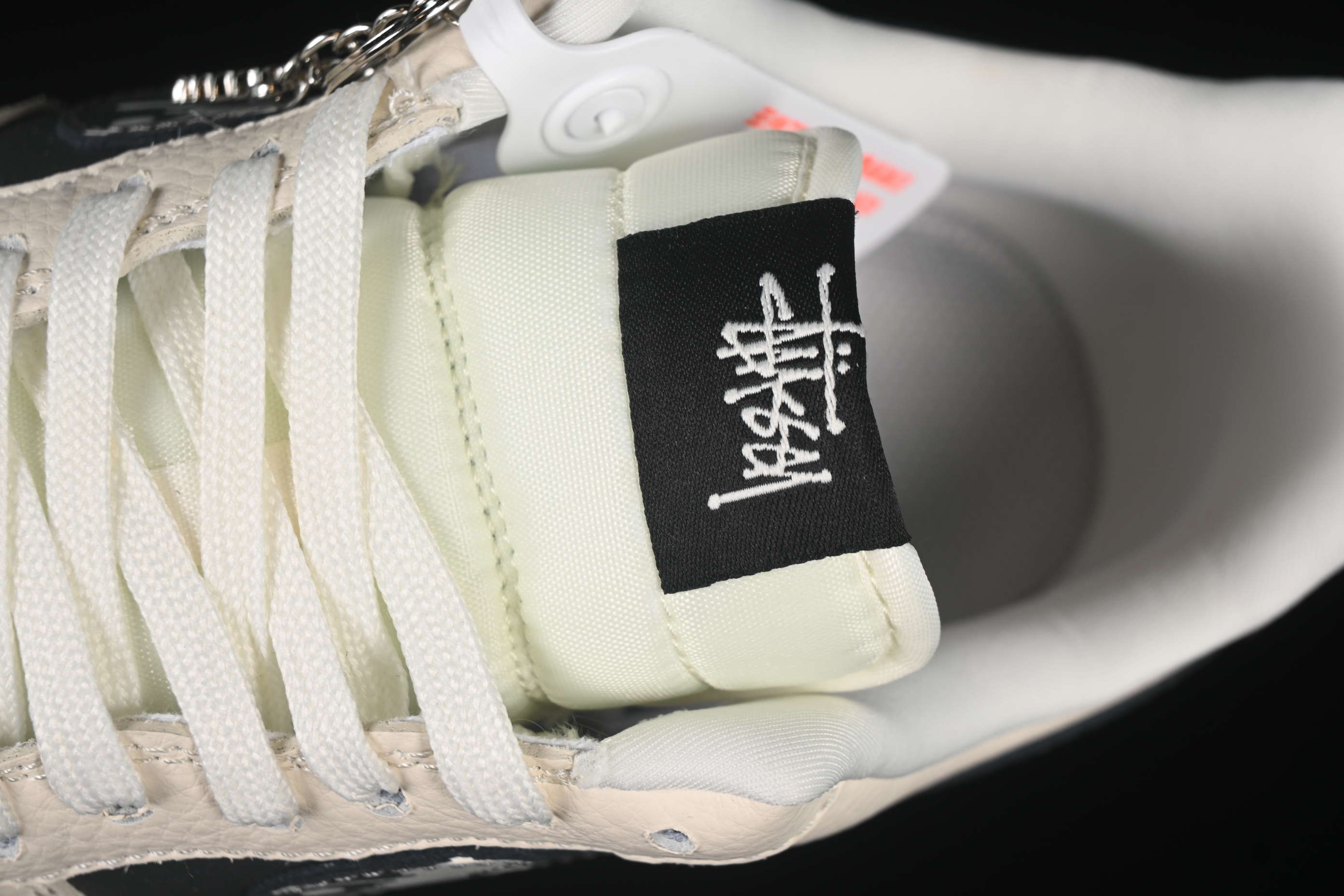Nike Air Force 1 '07 Low Stussy Collaboration Beige Black Splatter Swoosh Casual Sneakers - DF0188-042