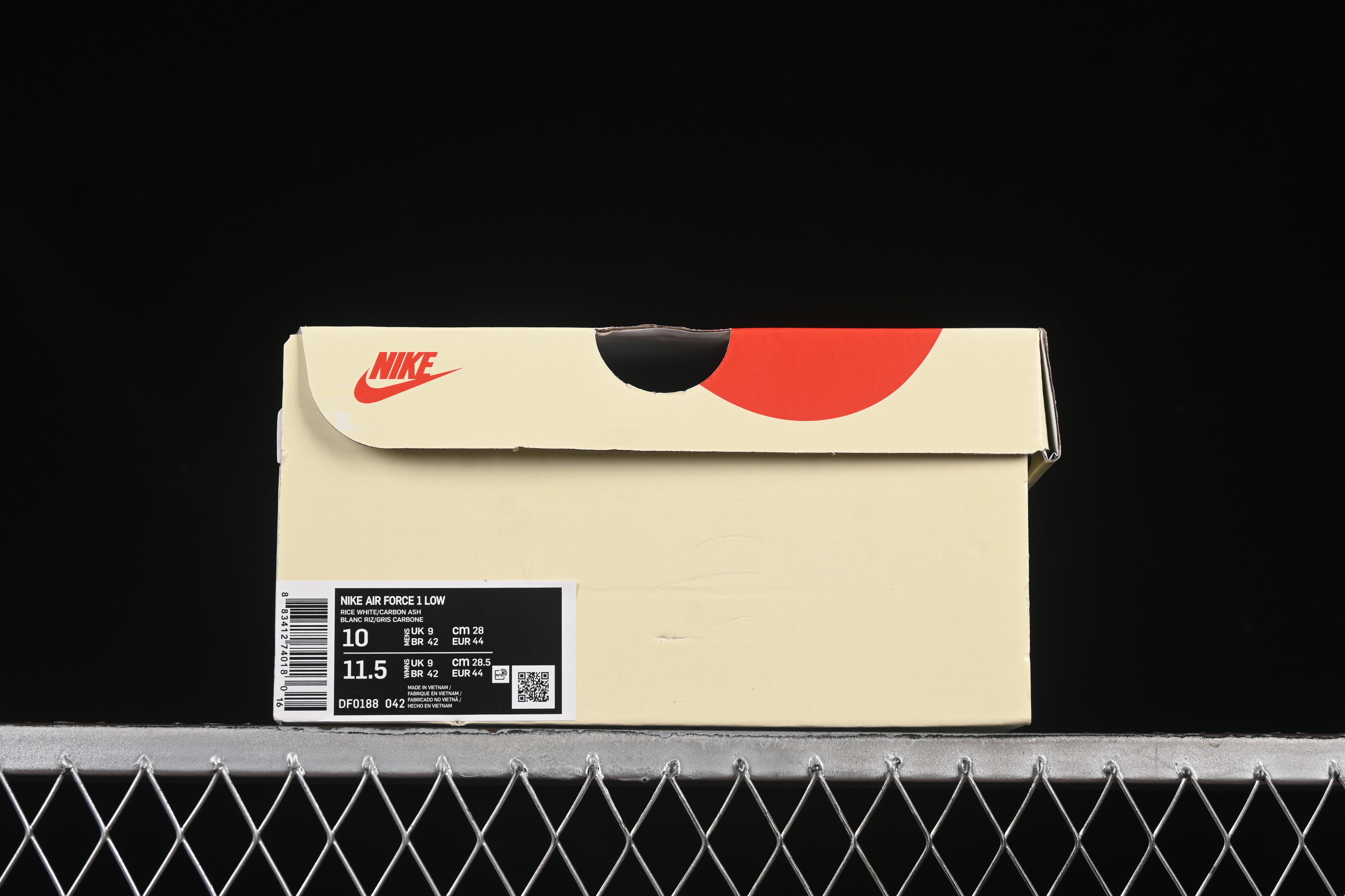 Nike Air Force 1 '07 Low Stussy Collaboration Beige Black Splatter Swoosh Casual Sneakers - DF0188-042