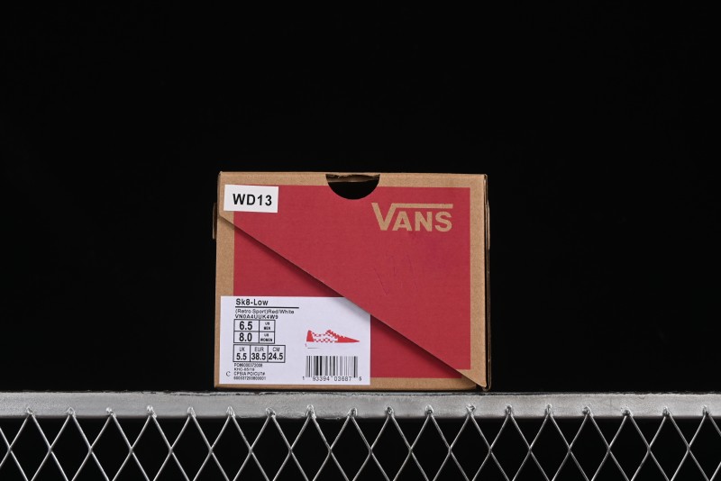 Vans Sk8-Low White Red Checkerboard Slip-Resistant Casual Skate Shoes - VN0A4UUK4W9