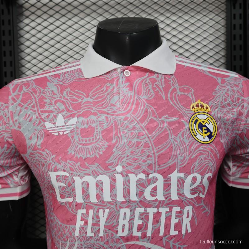 Player Version 25/26 Real Madrid Pink with Dragon Pattern Jersey