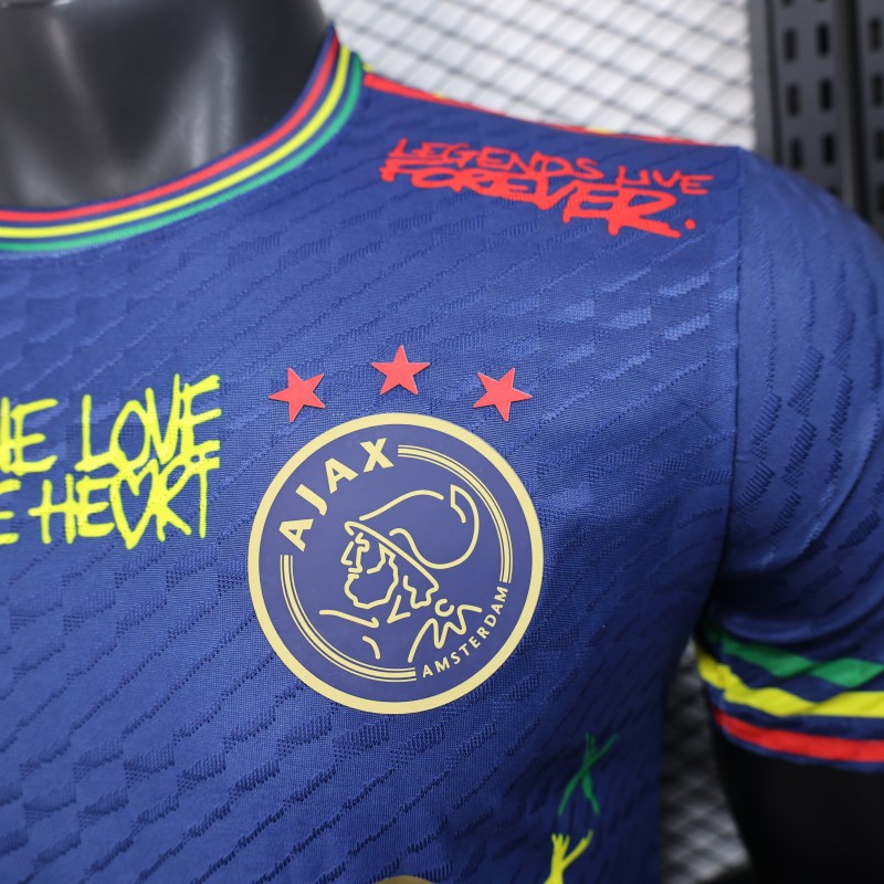 Player Version 25/26 JAjax Jersey with Bob Marley Tribute Design and Inspirational Quotes