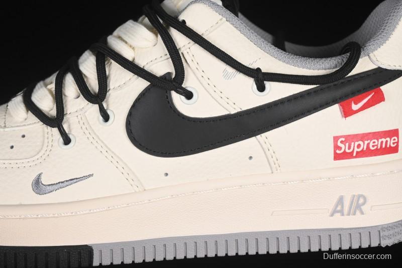 Nike Air Force 1 '07 Low Supreme Collaboration Dual-Tone Grey Black Drawstring Casual Sneakers - DM6868-069