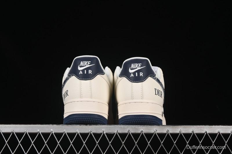 Nike Air Force 1 '07 Low Dior Collaboration Blue Iridescent Swoosh Casual Sneakers - XS1958-569