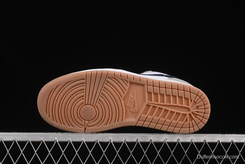 Nike Air Jordan 1 Low AJ1 Casual Sneakers with Blue Swoosh - 553558-146