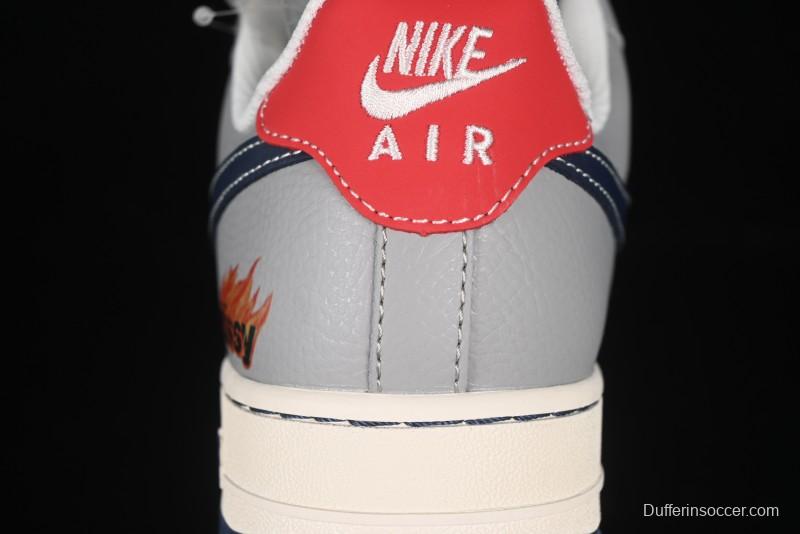 Nike Air Force 1 '07 Low Stussy Double Flame Casual Sneakers with Full-Length Air Cushion - XS1958-555