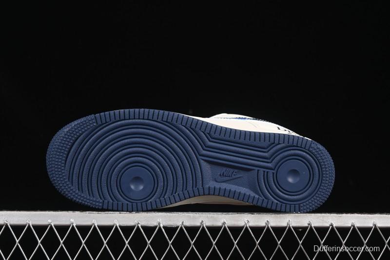 Nike Air Force 1 '07 Low Dior Collaboration Blue Iridescent Swoosh Casual Sneakers - XS1958-569