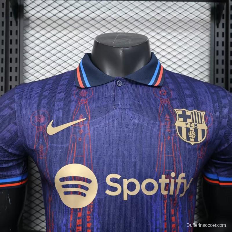 Player Version 25/26 FC Barcelona Purple with Red Streak Pattern Jersey
