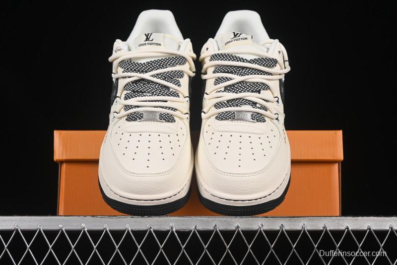 Nike Air Force 1 '07 Low LV Collaboration Blue Swoosh Drawstring Casual Sneakers - DM6868-061