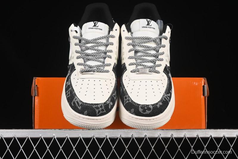 Nike Air Force 1 '07 Low LV Collaboration Double Print Denim Casual Sneakers - YX5066-317