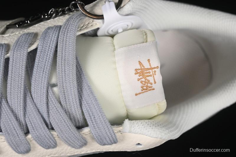 Nike Air Force 1 '07 Low Stussy Collaboration Gold Embroidery Grey Swoosh Casual Sneakers - XX3168-150