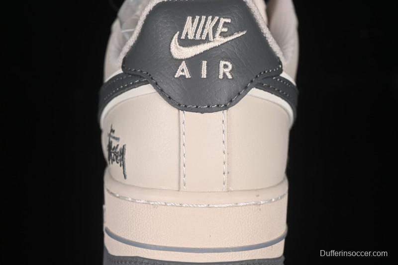 Nike Air Force 1 '07 Low Stussy Collaboration Pig Grey Swoosh Grey Sole Casual Sneakers - XX3168-126