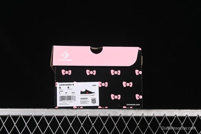 Converse One Star Low Top Casual Sneakers with Hello Kitty Collaboration - Pink Star and Embroidered Bow Design - 163904C