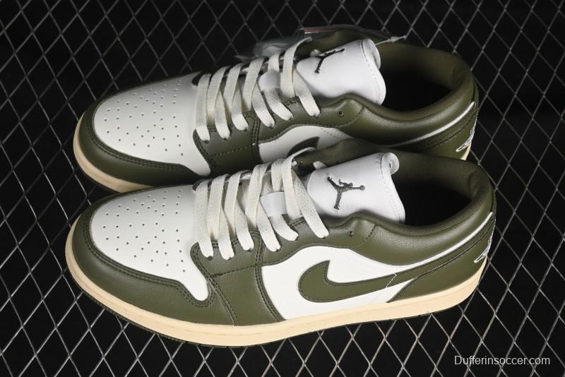 Nike Air Jordan 1 Low AJ1 Military Green White Casual Lifestyle Sneakers - DC0774-122