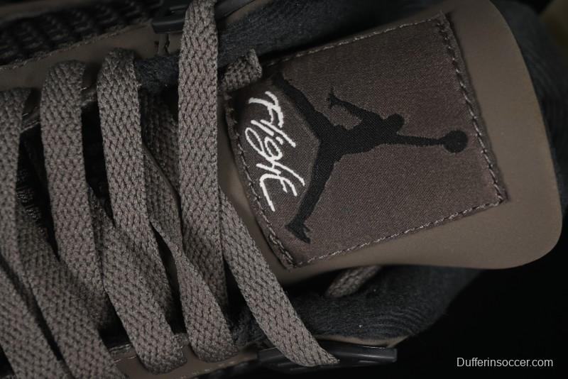 Nike Air Jordan 4 Retro Sneakers in Cave Stone Brown Suede with Black Mesh - FV5029-200