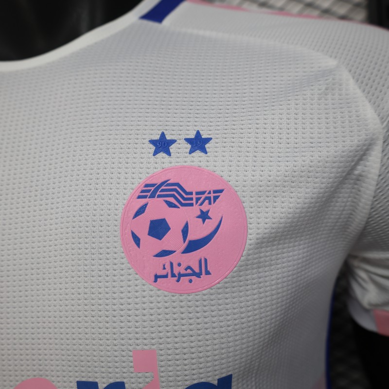 Player Version 2025 Algeria White-Pink with Country Map Design Jersey
