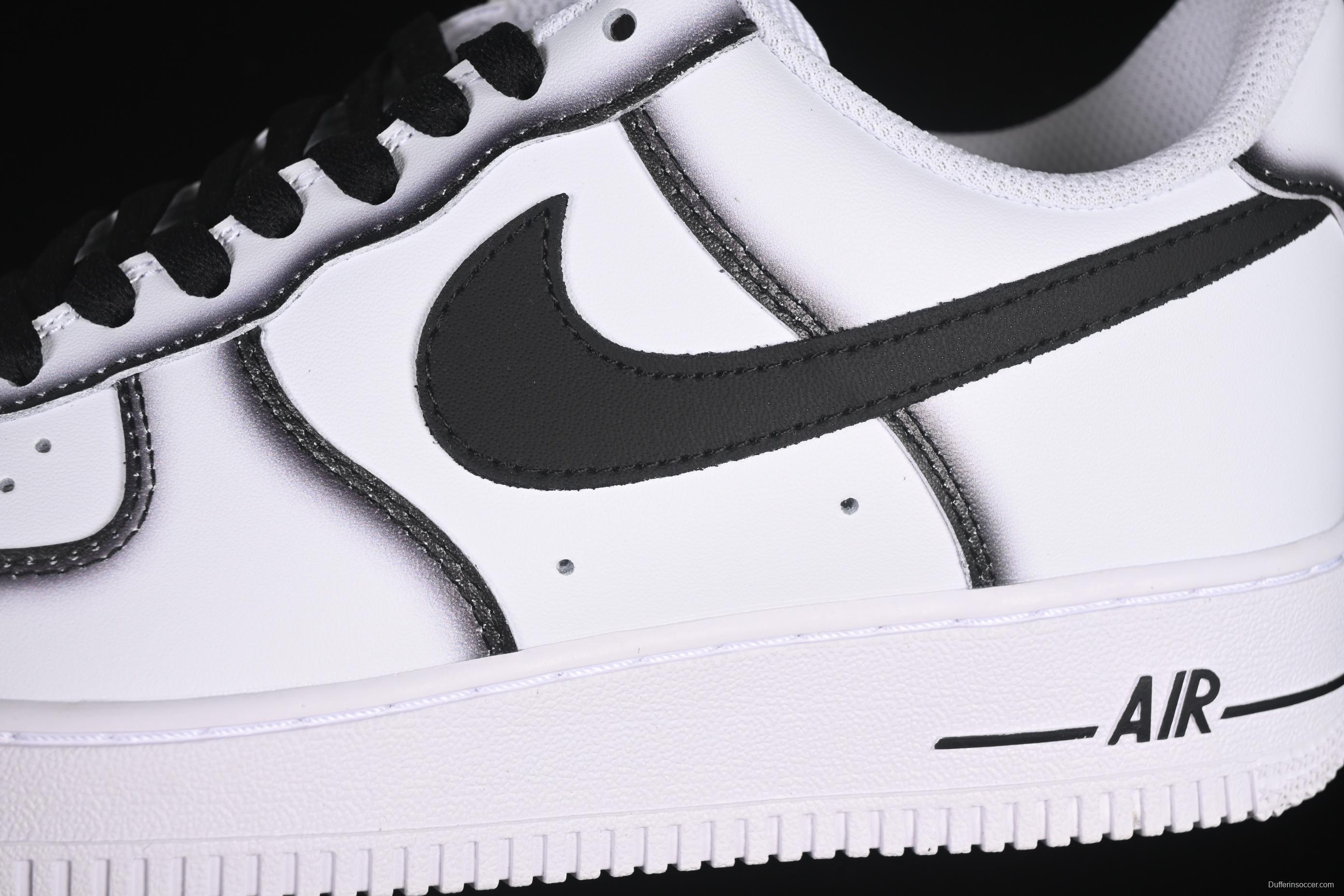 Nike Air Force 1'07 Low Casual Sneakers with Black Border, Green Swoosh & Gold Embroidery - ZH0316-075