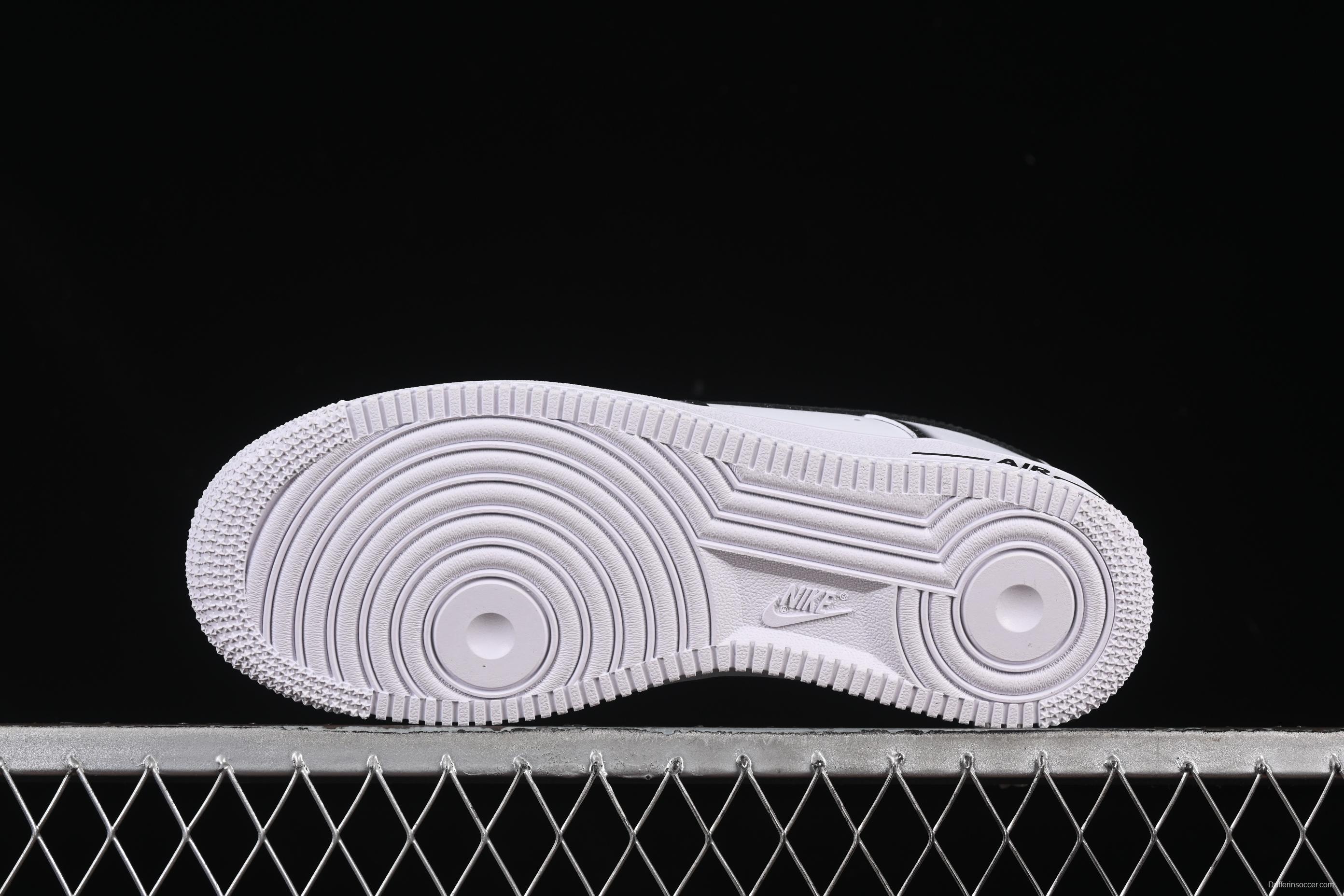 Nike Air Force 1'07 Low Casual Sneakers with Black Border, Green Swoosh & Gold Embroidery - ZH0316-075