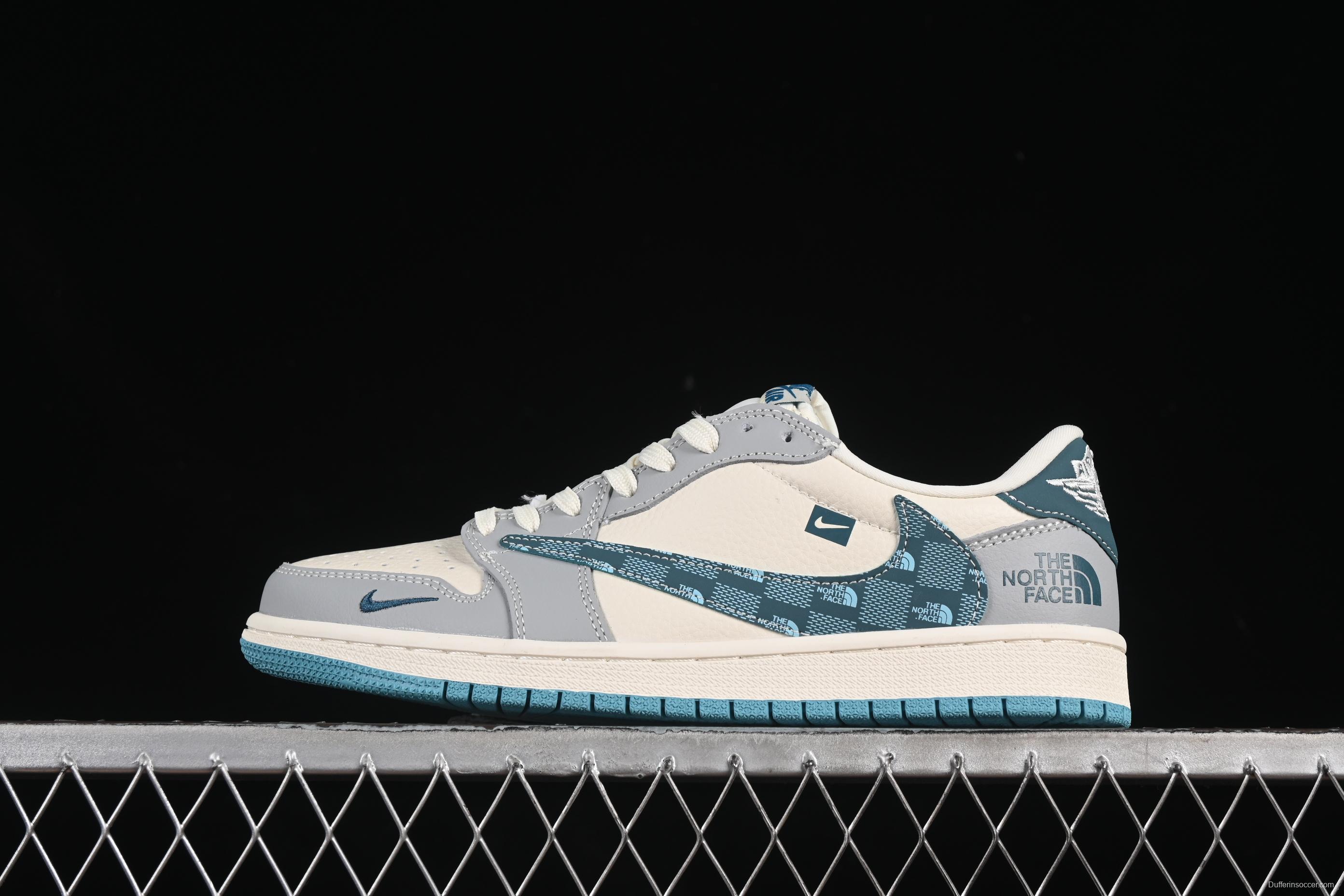 Nike Travis Scott x Fragment Design x Air Jordan 1 Low OG SP AJ1 North Face Collaboration Sneakers - LD2025-026