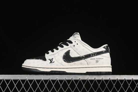Nike SB Dunk Low LV Collaboration Black Denim Anniversary Custom Low-Top Casual Skate Shoes - SC9772-804
