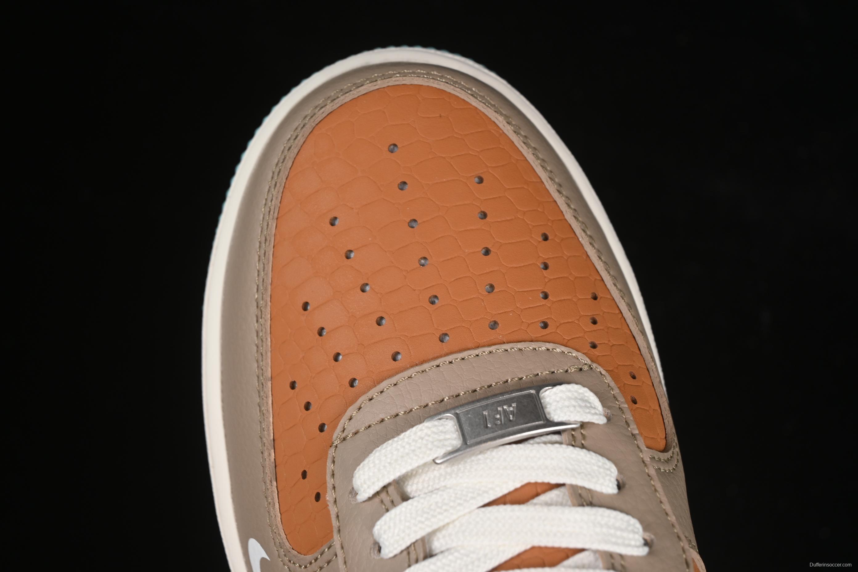 Nike Air Force 1 '07 Low TS Collaboration Grey Brown with Mini Swoosh Casual Sneakers - LW9279-006