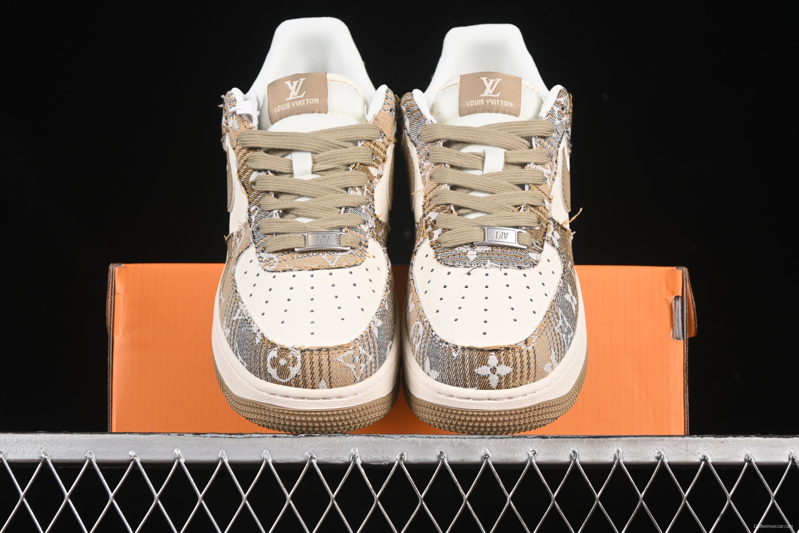 Nike Air Force 1'07 Low LV Collaboration Khaki Print Denim Casual Sneakers - XS1958-582