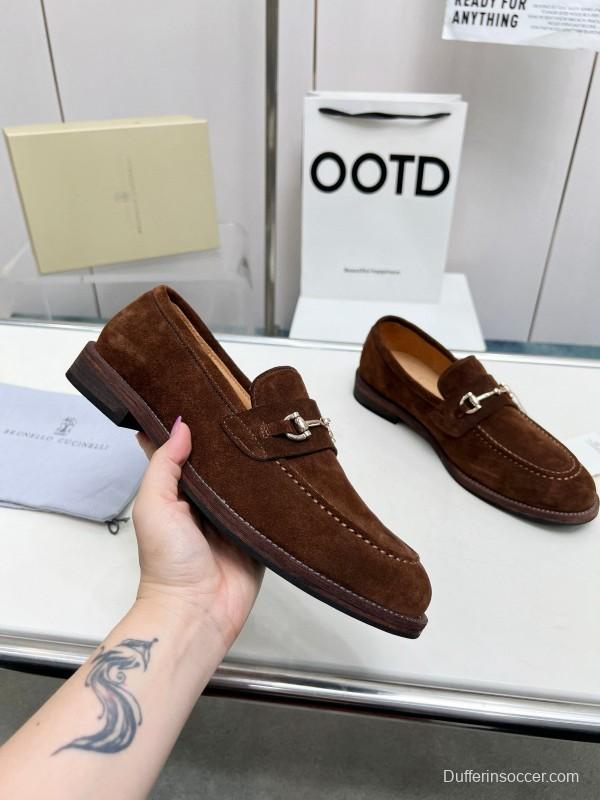 2024 Men Brunello Cucinelli Brown Suede Leather Loafers MJ00480