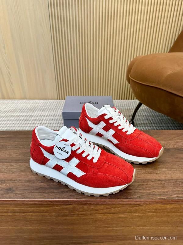 2025 Unisex HOGAN Red White Suede Sneakers