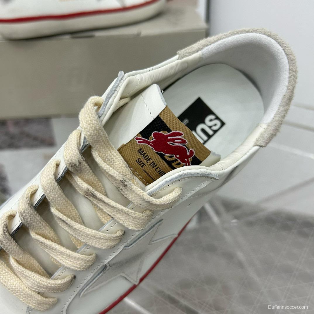 2025 Unisex GGDB White Red Original Leather Sneakers