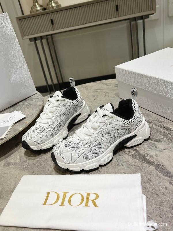 2025 Women Dior White Black Mesh Leather Sneakers