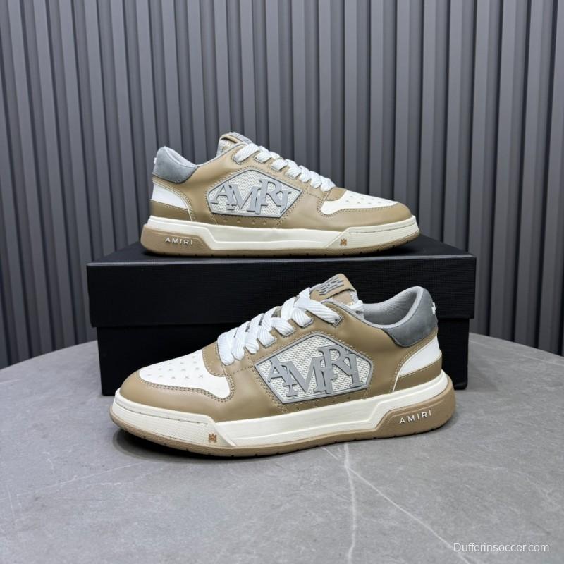 2025 Unisex Amiri Beige White Leather Sneakers MJ00360