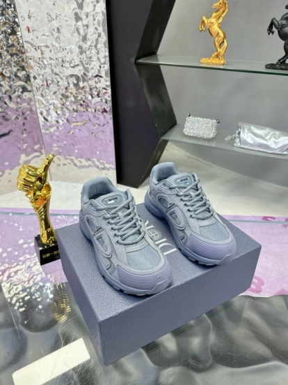 2024 Unisex Dior Stone Island Grey Mesh Tech Fabric B30 Sneakers MJ00330