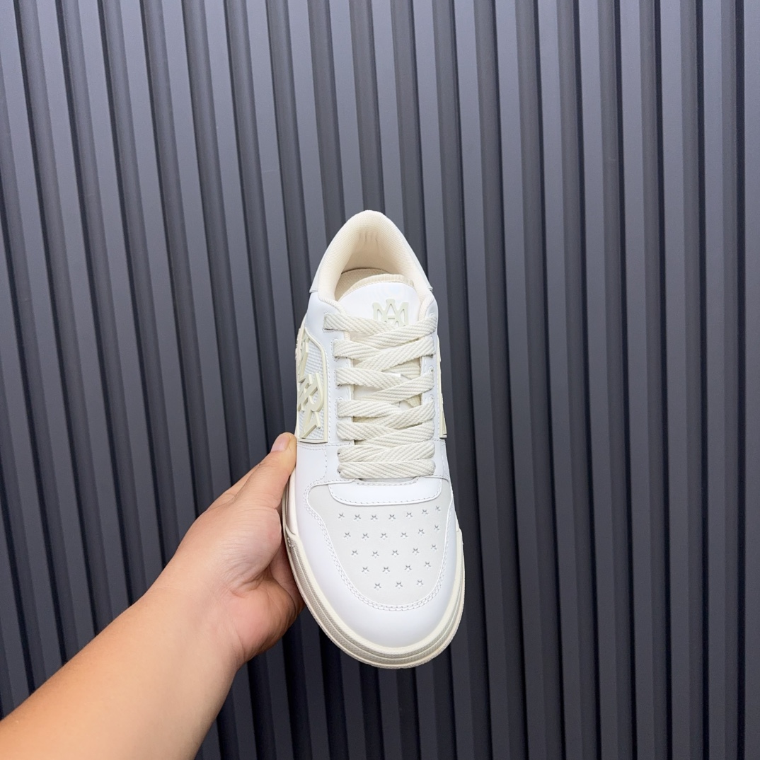 2025 Unisex Amiri White Leather Sneakers MJ00360