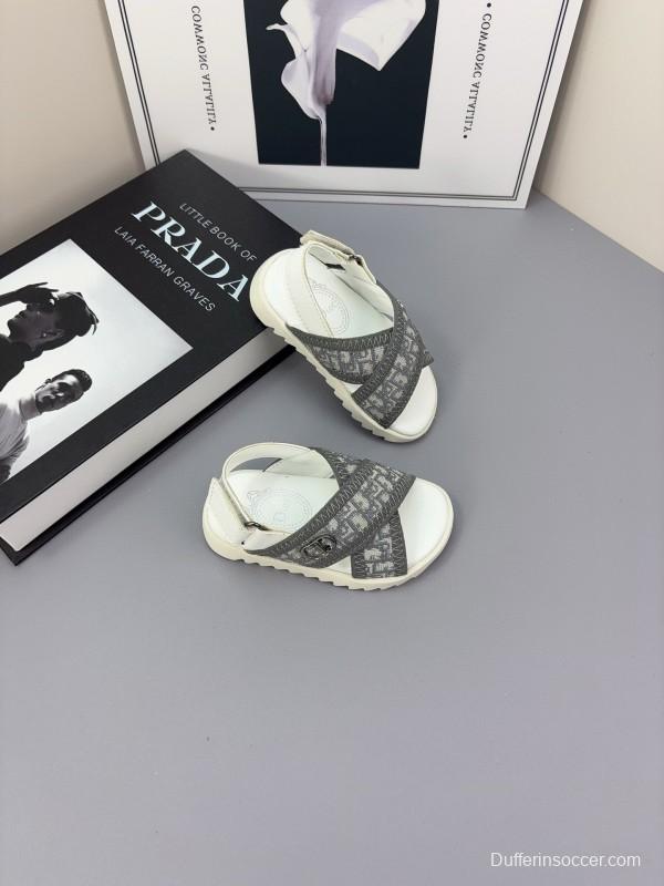 2025 Kids Dior Black White Fabric Sandals