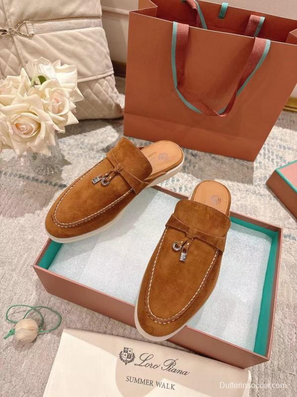 2025 Women LP Brown Suede Slippers LY00260